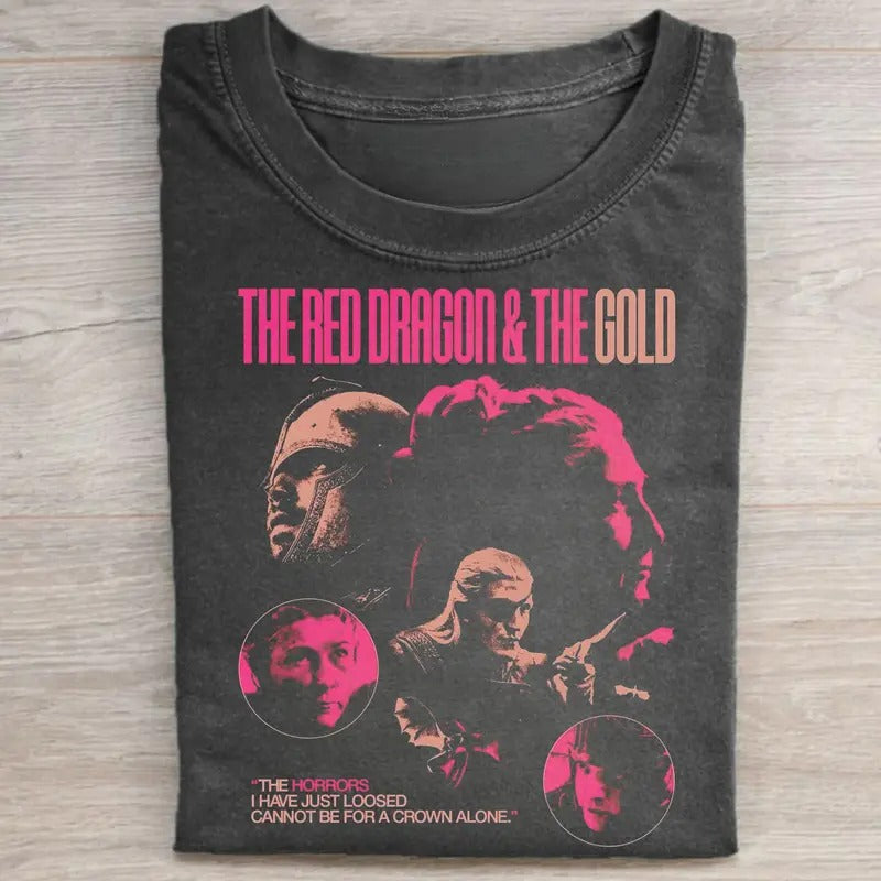 Vintage The Red Dragon and The Gold Graphic Tee - House of The Dragon Movie Shirt - Ser Criston Cole Shirt - Aemond Targaryen Shirt - Princess Rhaenys Targaryen Tee - Iconic TV Show Merch Top Womenswear