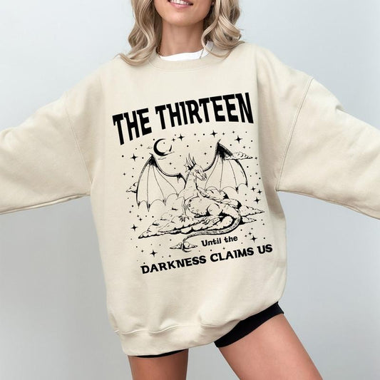 Vintage The Thirteen Sweatshirt - 'From Now Until the Darkness Claims Us' Throne of Glass Tee, SJM Fan Gift, Bookish Reader Comfort Apparel | Bookish