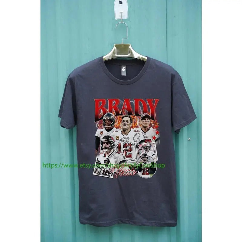 Vintage Tom Brady Shirt - Football T Shirt Custom Vintage Design 90s Graphic Tee Unisex Bootleg Retro Gift Team