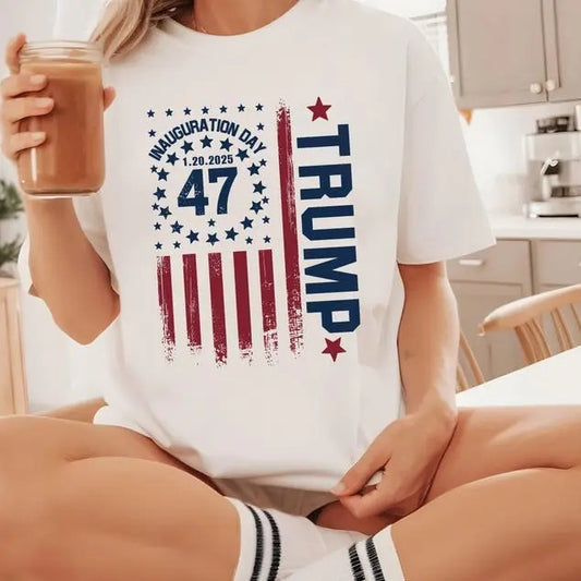 Vintage Trump 47 Inauguration Day Graphic T-shirt, Patriotic Political , USA Presidential Election T-shirt, Republican Celebration Art, Trump 2025