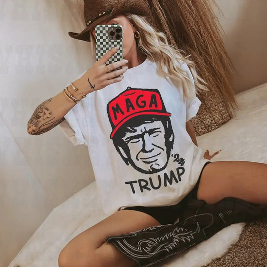 Vintage Trump Graphic T-shirt, Unisex T-shirt Vote Trump Tee Trump 2024, Funny Trump Maga Size up for Tee Womenswear Women Top Tshirt Cotton Printed