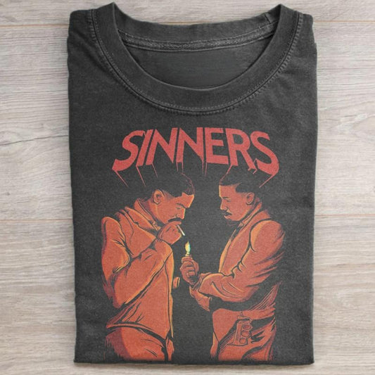 Vintage Twins Sinners Smoke and Stack Graphic Tee - Sinners Movie Shirt - Michael B. Jordan Shirt - Trending Movies Shirt Streetwear