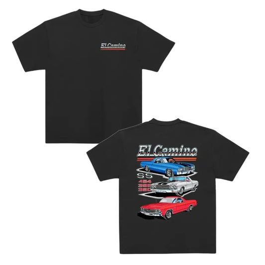 Vintage Vibe 2 Sides Chevy El Camino T-Shirt, Classic Car T-shirt, Racing Car Tee, Shirt For Car Lovers, Menswear, Gift For Him And Her, Unisex Cotton, Full Size, Full Color, Classic Tops Tops Classic