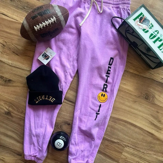 Vintage Wash Detroit Smile Sweatpants Unisex Fit Women's Comfort Top with Smile Design and Comfortable Fit - Womenswear, Bottoms