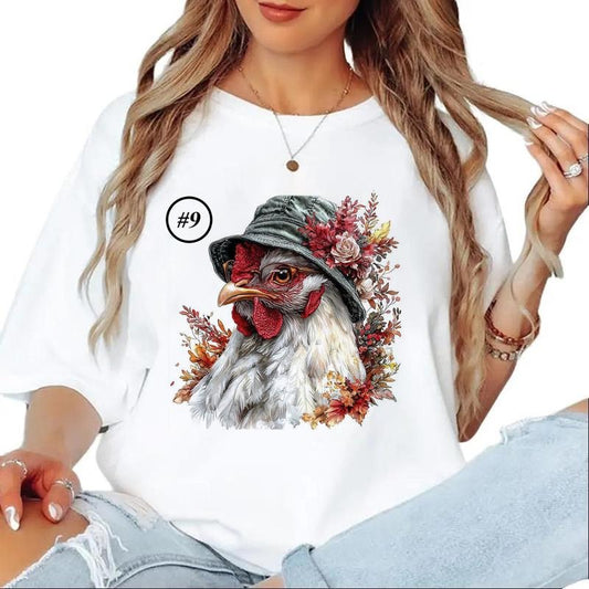 Vintage Watercolor Hen with a Vintage Hat Chicken Unisex T-shirt Cute Custom Chicken Hoodie Sweatshirt 1