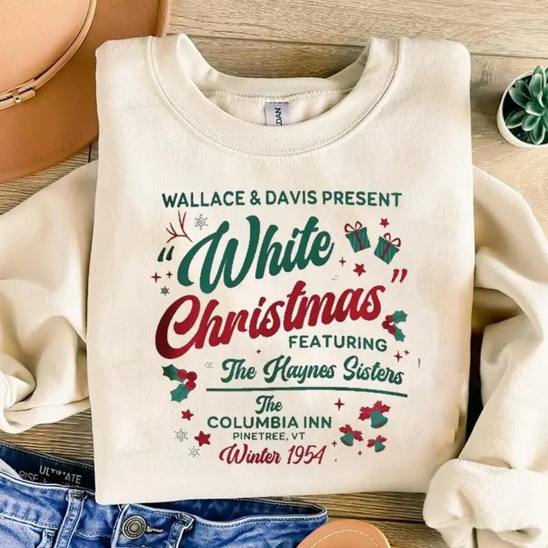 Vintage White Christmas Movie SweatshirtWhite Christmas Movie Crewneck Sweatshirt, Christmas Holiday Sweatshirt, White Christmas Movie 1954 Hoodie, Christmas Shirt, Vintage Christmas Sweatshirt,  Pullover Cotton Unisex