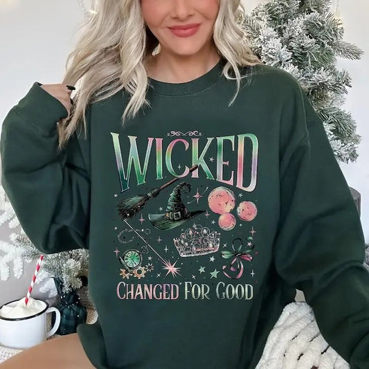 Vintage Wicked Change For Good Comfort Colors Shirt, Defy Gravity Broomstick Magic Wand, Wizard Movie Fan Sweatshirt, Hoodie