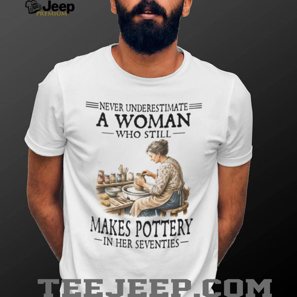 Vintage Woman Pottery Artist Never Underestimate Her 70s Art Shirt