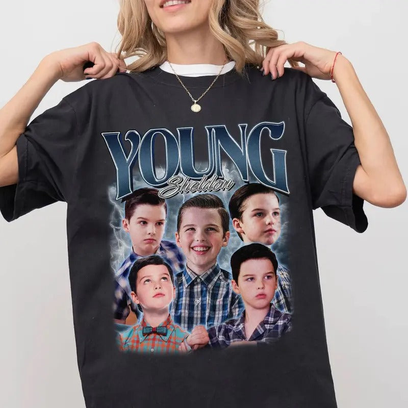 Vintage Young Sheldon Shirt, Unisex Bootleg Graphic Tee Menswear Top