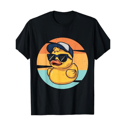 Vintage fun yellow duck with sunglasses, Duckling Lover 100% cotton T-shirt Made in USA