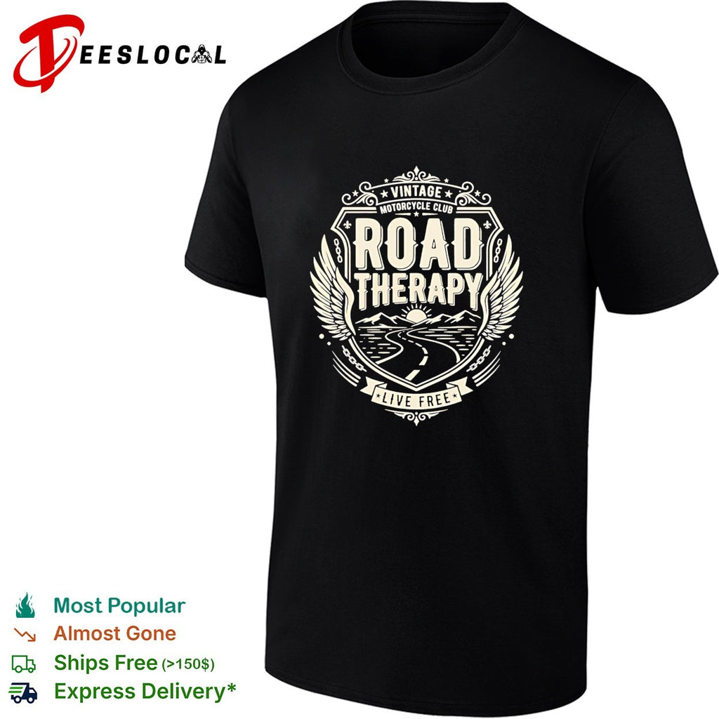 Vintage motorcycle club road therapy live free vintage shirt