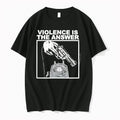Violence Is The Answer Hand Holding Revolver Telephone Mens Black Tees Front Tshirts Sweater