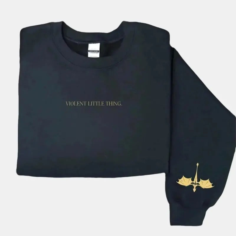 Violent Little Thing Sweatshirt, Fourth Wing Shirt, Fantasy Reader Sweater, Basgiath War Collage Shirt, Dark Academia...