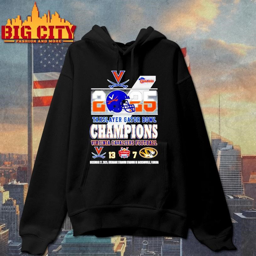 Virginia Cavaliers 2025 Taxslayer Gator Bowl Champions score helmet Shirt