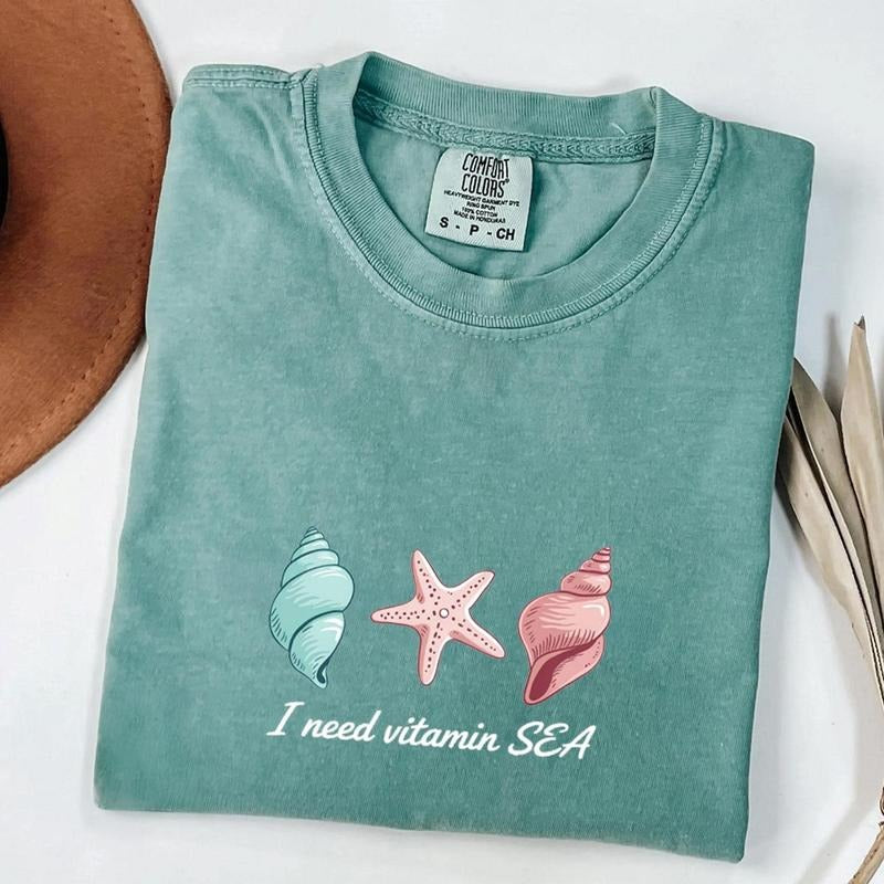 Vitamin SEA Comfort Colors Shirt, Coastal Shells Aesthetic Tee, Starfish Beach Girl Shirt, Summer Ocean Breeze Top Tee, Sea Therapy Vibes Cotton Fabric