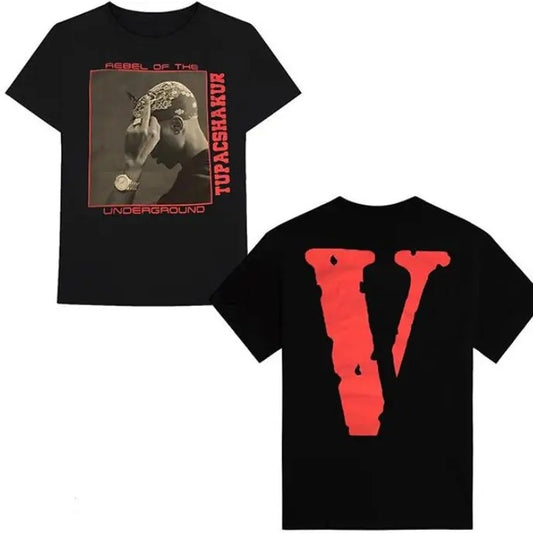 Vlone x Tupac Rebel Of The Underground Tee, Vintage Big V T-Shirt, V.lone Unisex Tee Shirt