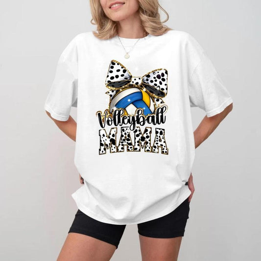 Volleyball MOM Bow Crewneck, Soft Unisex Cotton T-shirt