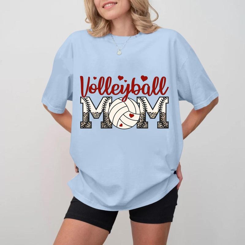 Volleyball MOM Cotton Tee, Soft Cotton Unisex Crewneck