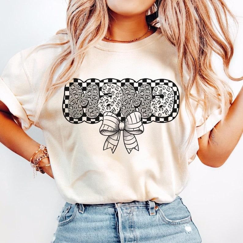 Volleyball Mama T-shirt, Coquette, Retro, Game Day Bow, Checker, Sports