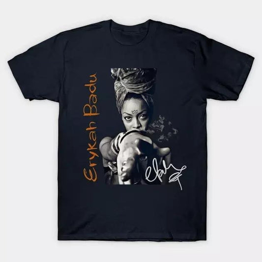 Vtg Erykah Badu Music Star Cotton Black All Size Unisex Tee Shirt LL083, Gift for her, Gift for him, Gift for fan shirt Menswear T-Shirt Top Decoration Womenswear Fit