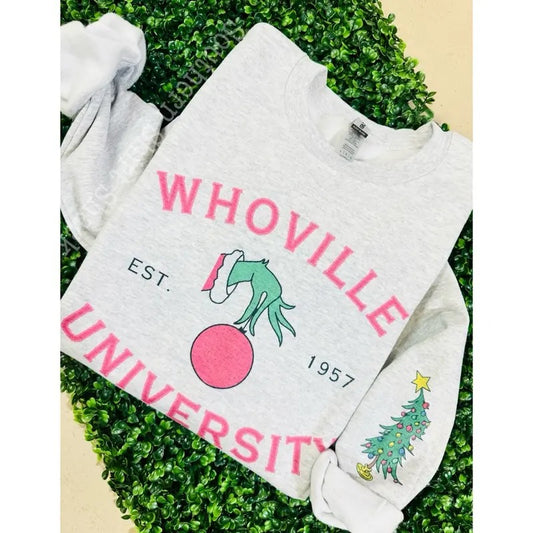 W.Ville University Sweatshirt | Preppy Pink Holiday Christmas Sweatshirt