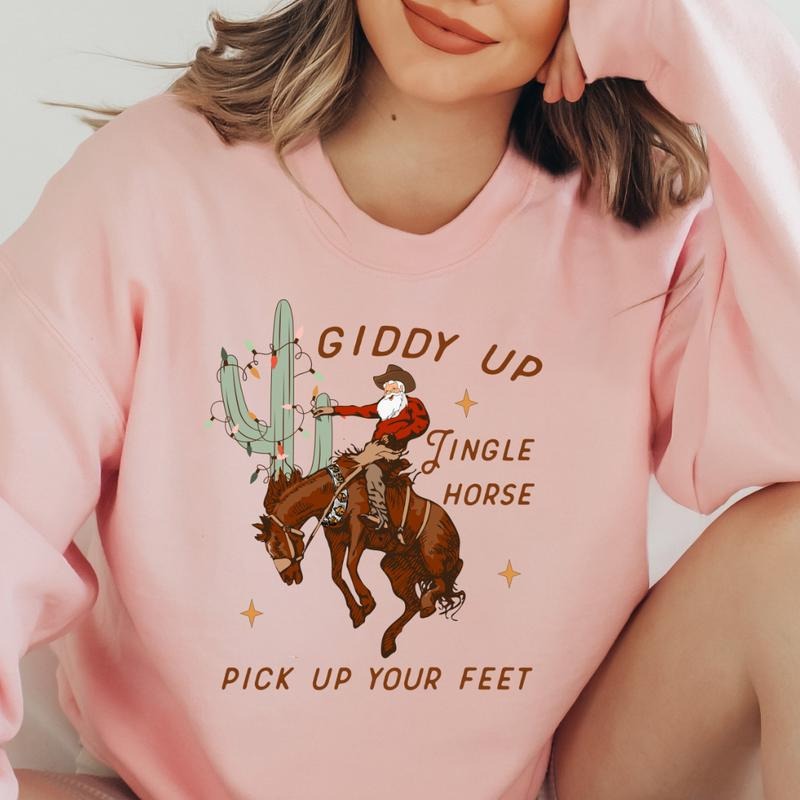 WESTERN GIDDY UP CREWNECK (Crewneck Sweatshirt, Unisex Fit, Causal Sweatshirt for Christmas, Christmas Holiday Sweatshirt) Womenswear Hoodie
