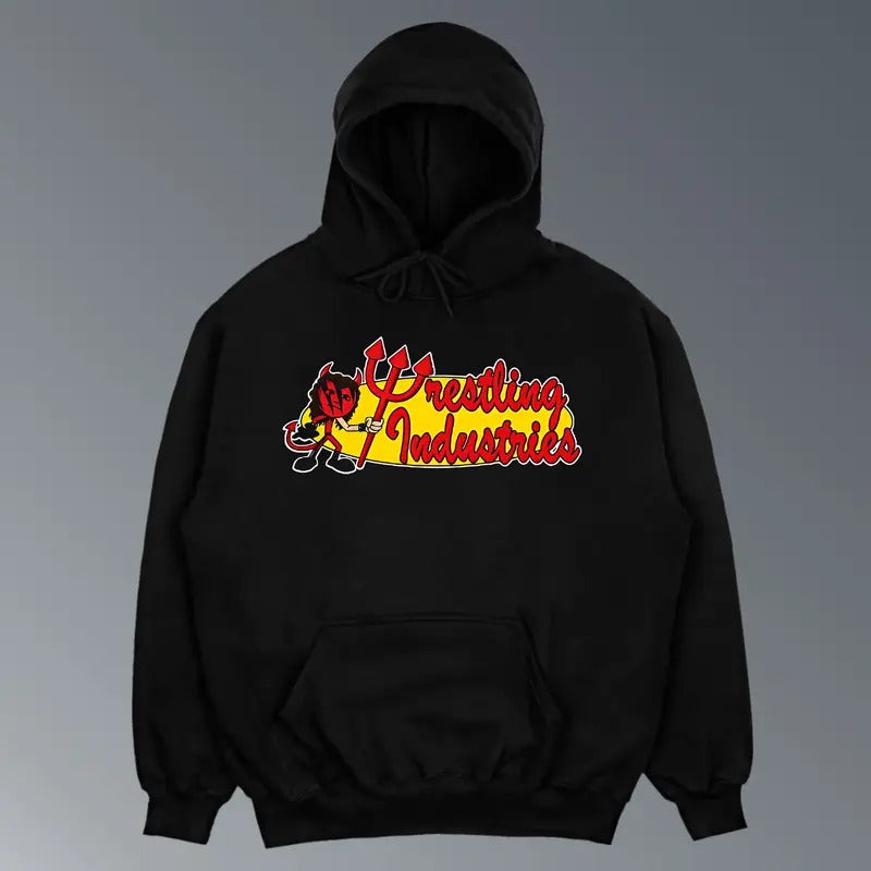 WRESTLING INDUSTRIES HOODIE-SWEATER-TEE Wrestling Tee, Wrestling Graphic Tee, WWE Shirt, MMA Shirt, Sports T-shirt, Athlete Shirt, Wrestling Gift, Gift for Him Gift For Her Hoodie Sweatshirt