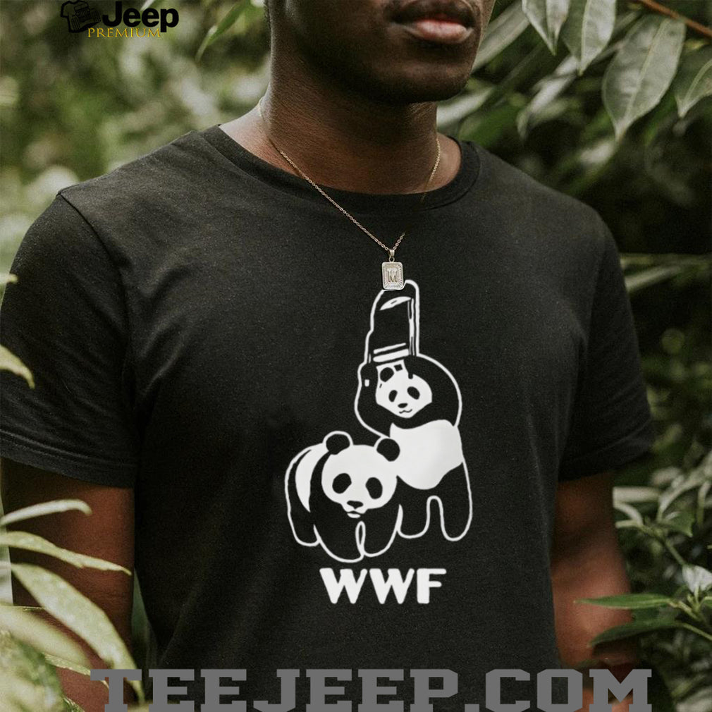 WWF Panda Bear Chainsaw Funny Conservation Humor Graphic T Shirt