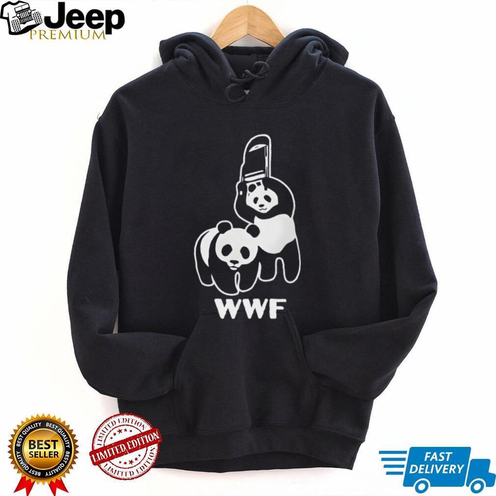 WWF Panda Bear Chainsaw Funny Conservation Humor Graphic T Shirt