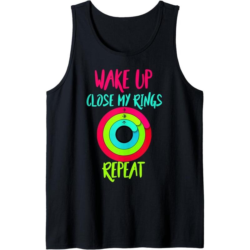 Wake up Close My Rings Repeat funny retro gym distressed Tank Top Made in USA