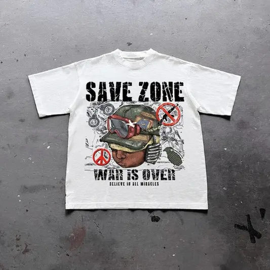 War Is Over Flame Boy Graphic Print Cotton T-Shirt, Y2k Shirt, Unisex T-Shirt, Gift For Men Women