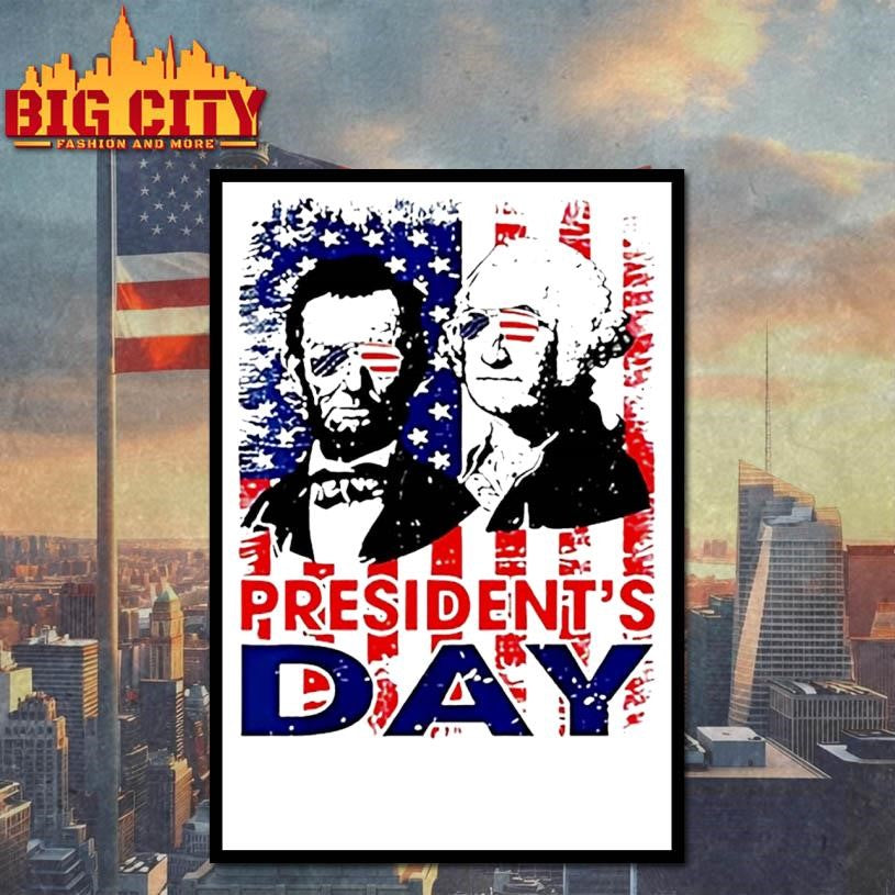 Washington And Lincoln Usa Flag Presidents Day Retro Tribute Shirt