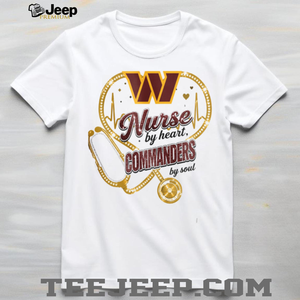 Washington Commanders Nurse By Heart Soul Medical Bow Graphic T Shirt