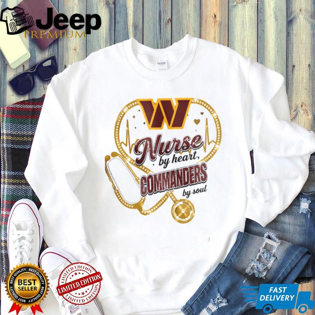 Washington Commanders Nurse By Heart Soul Medical Bow Graphic T Shirt