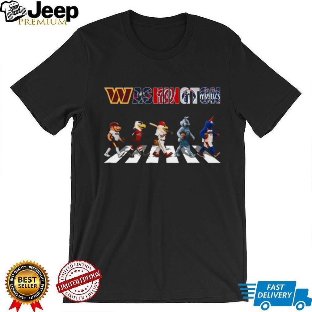 Washington DC Sports Mascots Abbey Road Walk Parody Coffee T Shirt