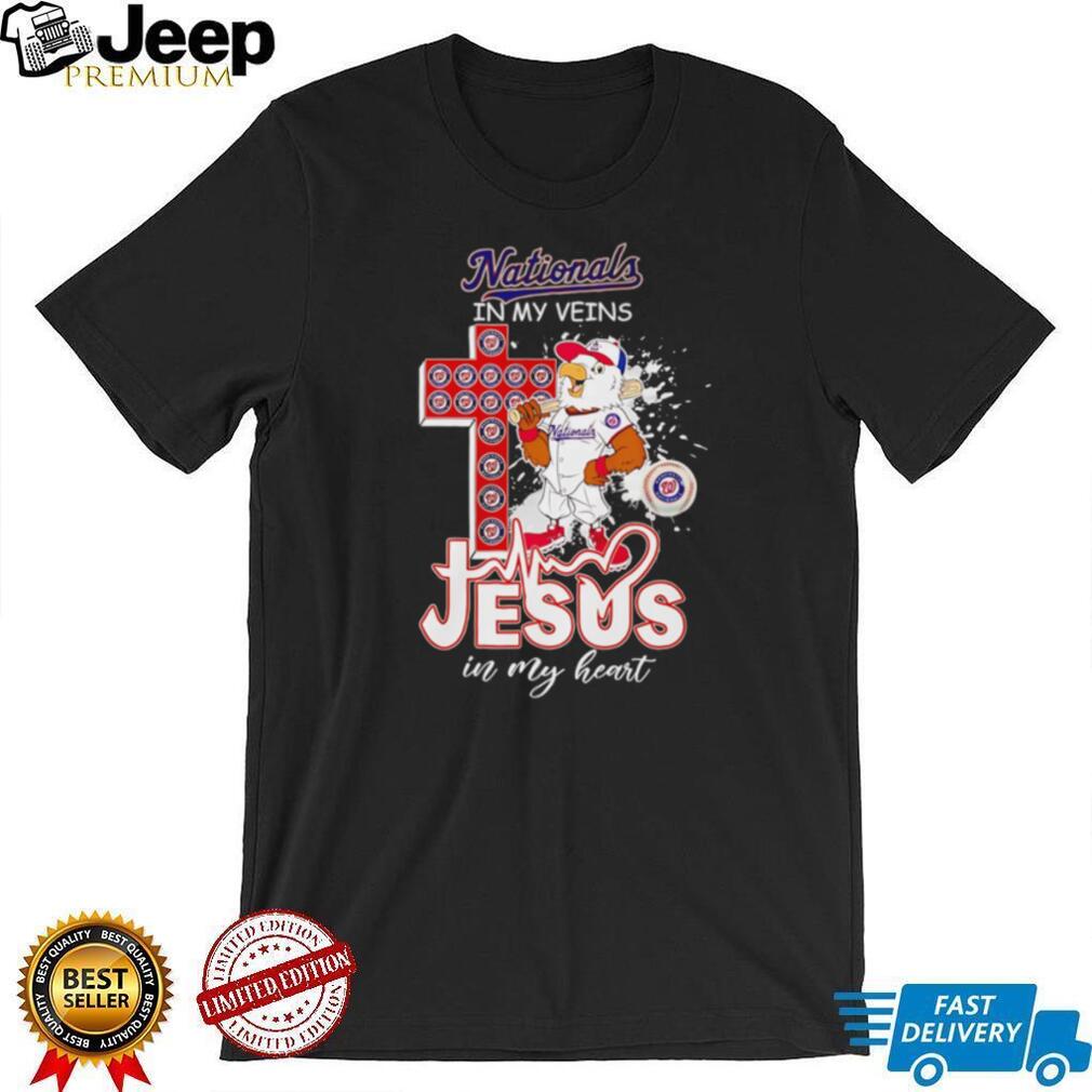 Washington Nationals Baseball In My Veins Jesus In My Heart Retro Fans T Shirt
