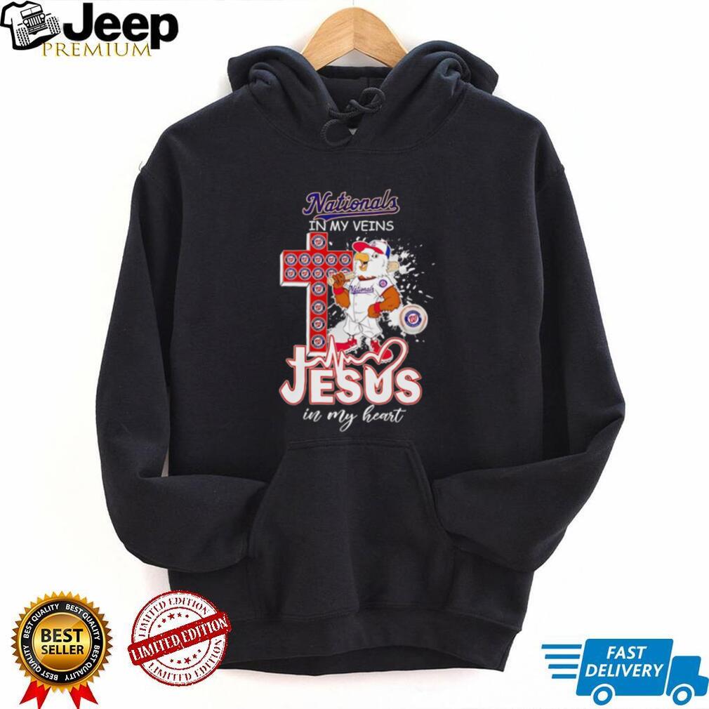 Washington Nationals Baseball In My Veins Jesus In My Heart Retro Fans T Shirt