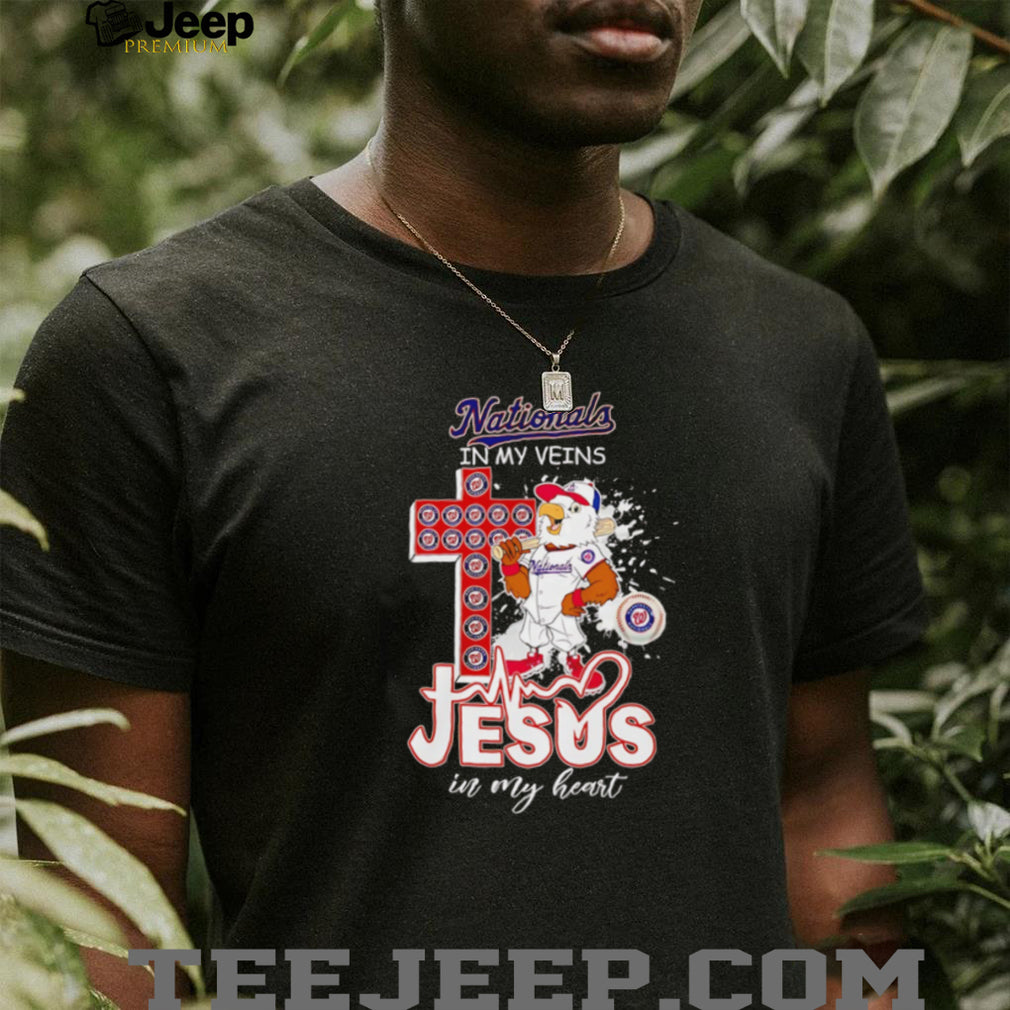 Washington Nationals Baseball In My Veins Jesus In My Heart Retro Fans T Shirt