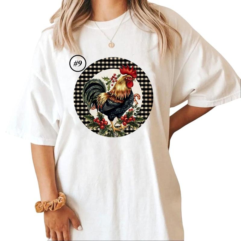 Watercolor Cute Rooster Farm animals Unisex T-shirt Sweatshirt Hoodie Design all #ftn Cotton Top