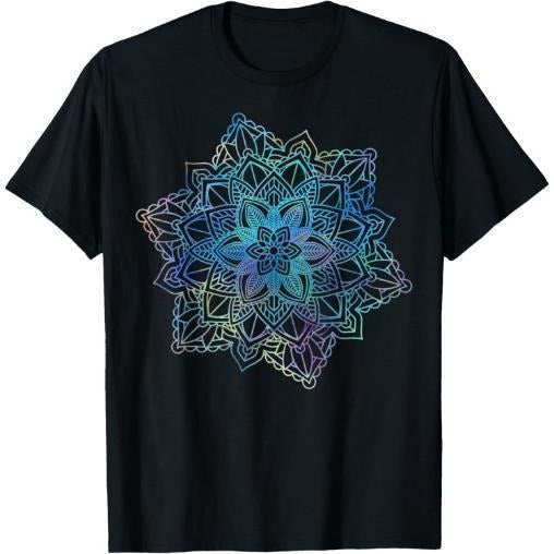 Watercolor Mandala Sacred Fractal Geometry Art Good Vibe T-Shirt Made in USA