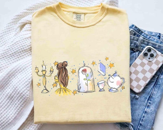 Watercolor Princess Shirt, Unisex Cartoon Tee Comfort Color Shirt