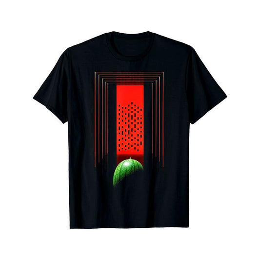 Watermelon Geometric Fruit Art Graphic Motif Watermelon T-Shirt made in usa