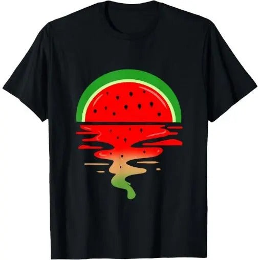 Watermelon Vaporwave Sunset T-Shirt Made in USA