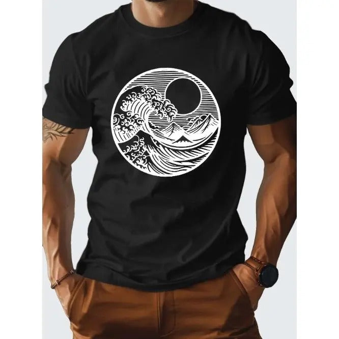 Waves Pure Cotton Men's Tshirt Comfort Fit Made in USA