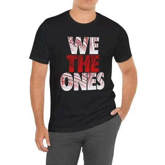 We The Ones Print, Men's Round Crew Neck Short Sleeve, Simple Style Tee Fashion Regular Fit T-Shirt, Casual Comfy Breathable Top For Spring Summer Holiday Leisure Vacation Men's Clothing As Gift Made in USA