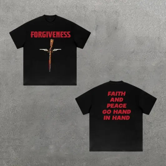Weapon Redemption & Faith & Letter Print Graphic Cotton T-Shirt, Y2k Shirt, Unisex T-Shirt, Gift For Men Women