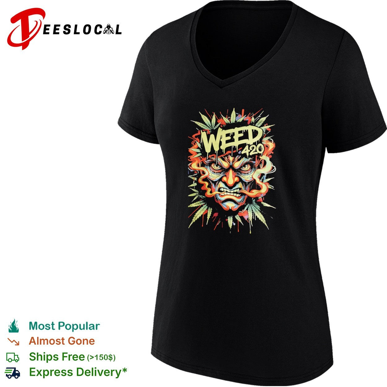 Weed 420 Samurai Mask Cannabis Art Marijuana shirt