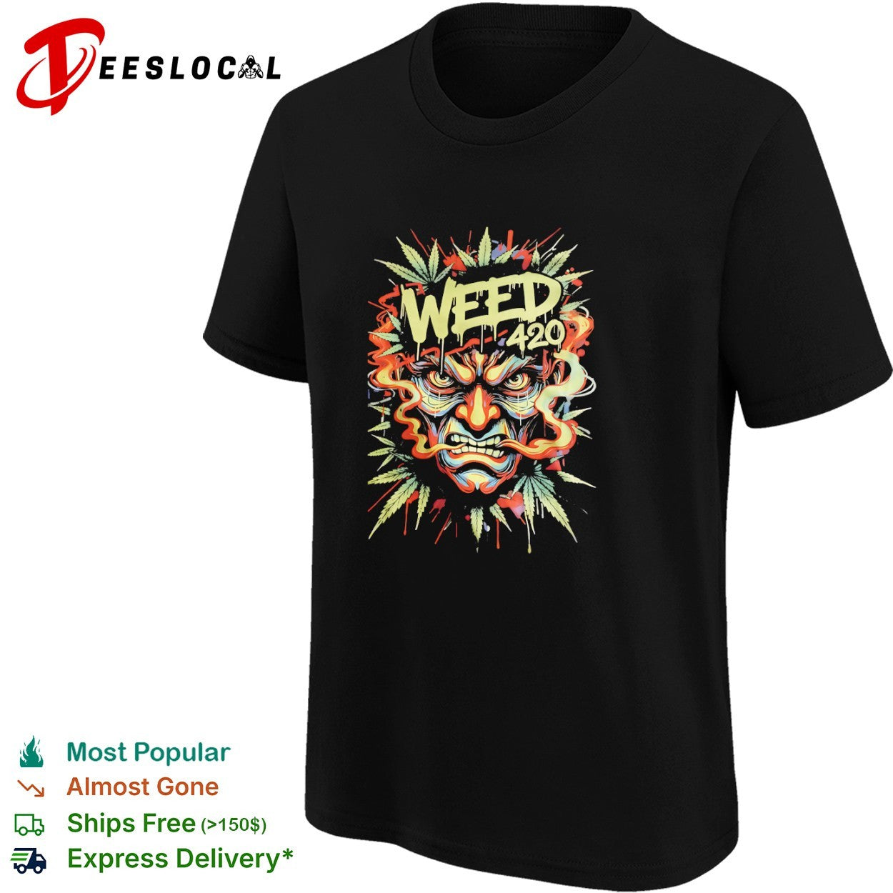 Weed 420 Samurai Mask Cannabis Art Marijuana shirt