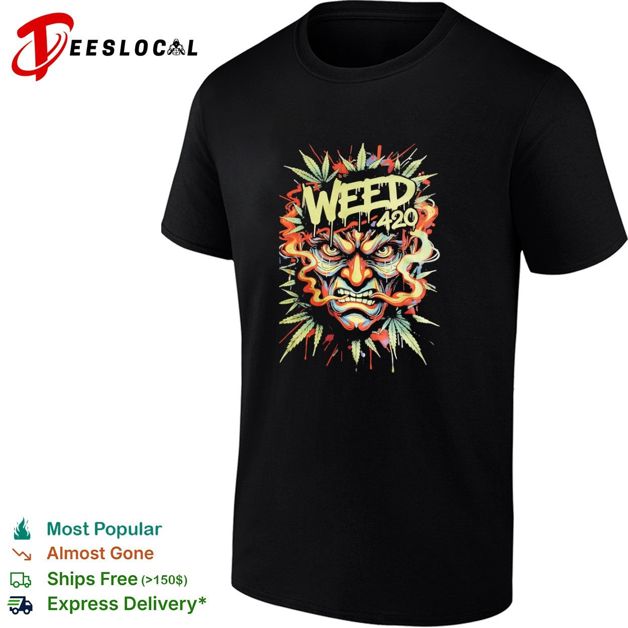 Weed 420 Samurai Mask Cannabis Art Marijuana shirt