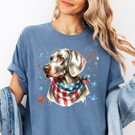 Weimaraner Patriotic Dog Shirt ~ Unisex Apparel Relaxed Fit Printed In The USA Clothing Womenswear Casual Comfort Cotton Top Athletic Boho Chic